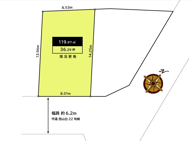 西山台２ 建築条件なし土地（Ａ号地）